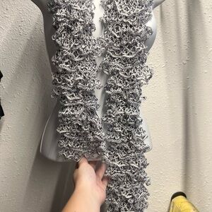 Elegant Black and White Ruffled Scarf